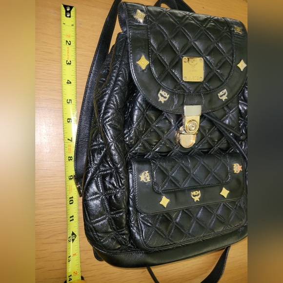 MCM Black Quilted Backpack w gold tone hardware - Picture 5 of 16